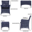 Ver imagem 3 de Jogo Sofá 4 Poltronas e Mesa Igapó Preta E12 Trama Original Azul