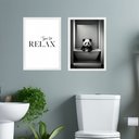 Ver imagem 1 de Kit 2 Quadros Banheiro Panda - Time To Relax 24x18cm - com Vidro:moldura Branca