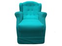 Ver imagem 2 de Poltrona Cadeira De Amamentação Com Balanço E Puff Manu Suede Azul Tifany Mz Decor