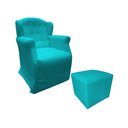 Ver imagem 1 de Poltrona Cadeira De Amamentação Com Balanço E Puff Manu Suede Azul Tifany Mz Decor