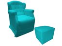 Ver imagem 1 de Poltrona Cadeira De Amamentação Com Balanço E Puff Manu Suede Azul Tifany Mz Decor