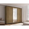 Guarda Roupa Casal com Espelho 3 Portas de Correr 4 Gavetas Espanha - 1