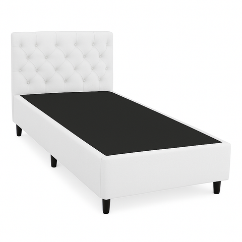 Conjunto Base Box Solteiro com Painel Branco (88x188)