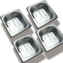 Ver imagem 1 de Conj 4 Cuba Gastronômica Inox Gn 1/6x65 Mm 900 Ml + Tampa 1/6 em Policarbonato com Abertura para Col