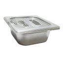 Ver imagem 2 de Conj 4 Cuba Gastronômica Inox Gn 1/6x65 Mm 900 Ml + Tampa 1/6 em Policarbonato com Abertura para Col