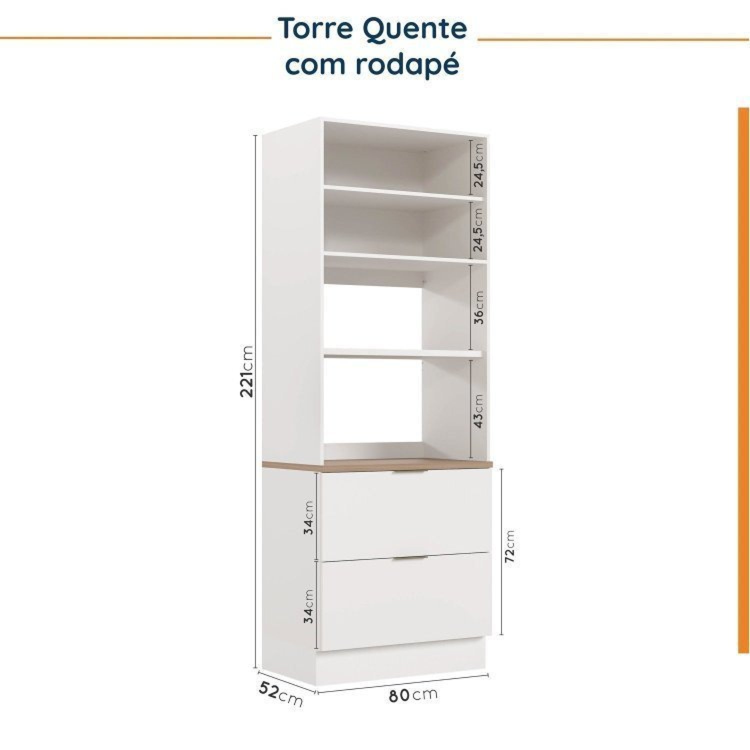 Cozinha Modulada 7 Peças com Tampo 3 Aéreos 3 Balcões e Torre Quente Ipanema Cabecasa Madeiramadeira - 19