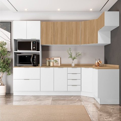 Cozinha Planejada 7 Peças 1 Tampo 3 Aéreos 3 Balcões e Torre Quente Ipanema CabeCasa MadeiraOriginals