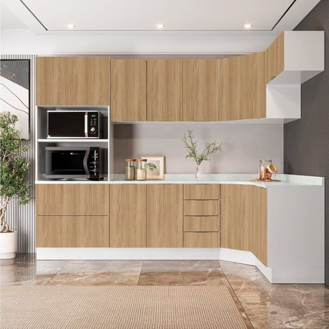 Cozinha Planejada 7 Peças 1 Tampo 3 Aéreos 3 Balcões e Torre Quente Ipanema CabeCasa MadeiraOriginals