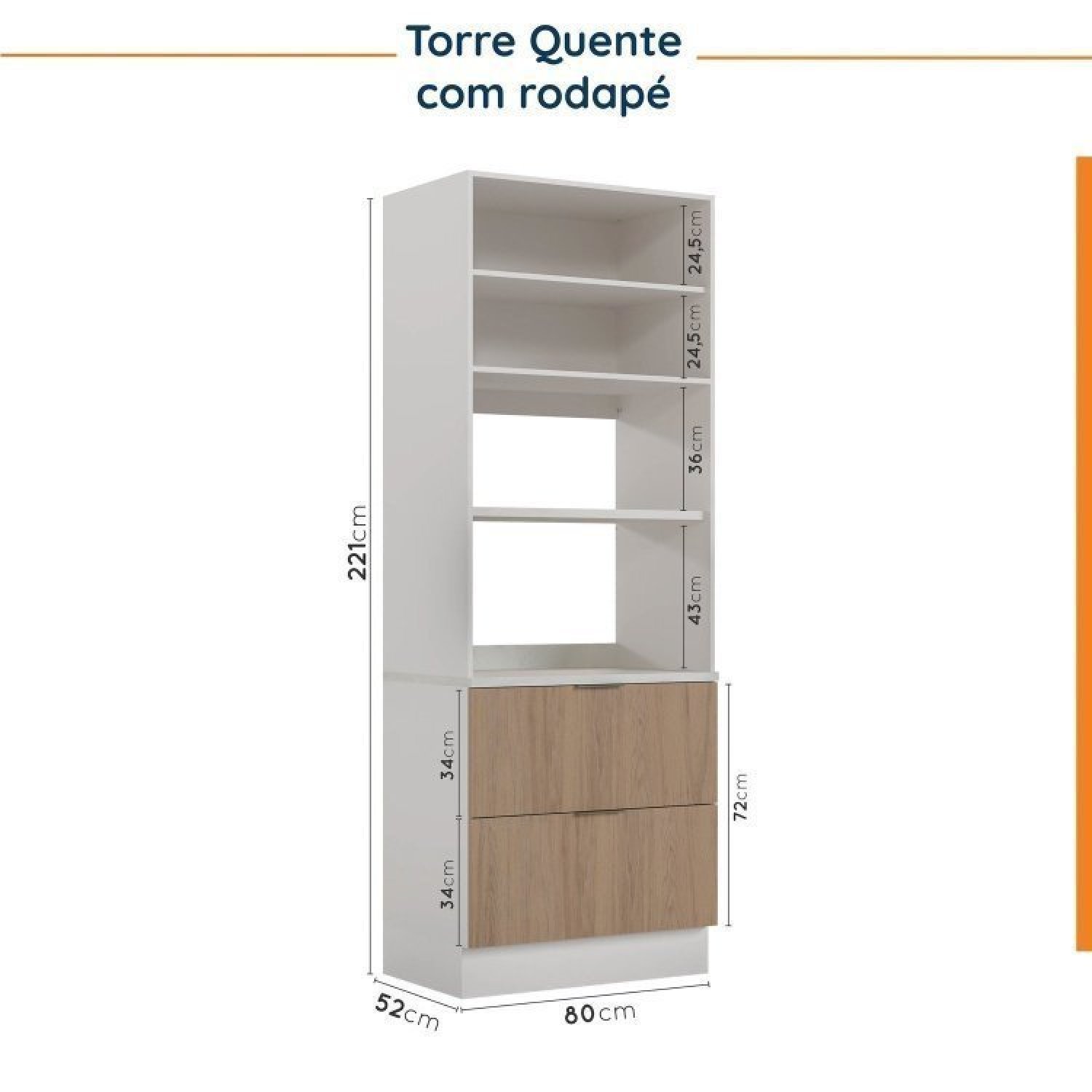 Cozinha Modulada 7 Peças com Tampo 3 Aéreos 3 Balcões e Torre Quente Ipanema Cabecasa Madeiramadeira - 19