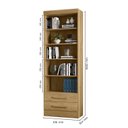 Ver imagem 3 de Estante de Livros 61,6CMX183CM 5 Prateleiras 2 Gavetas Marrom/Freijo Toq