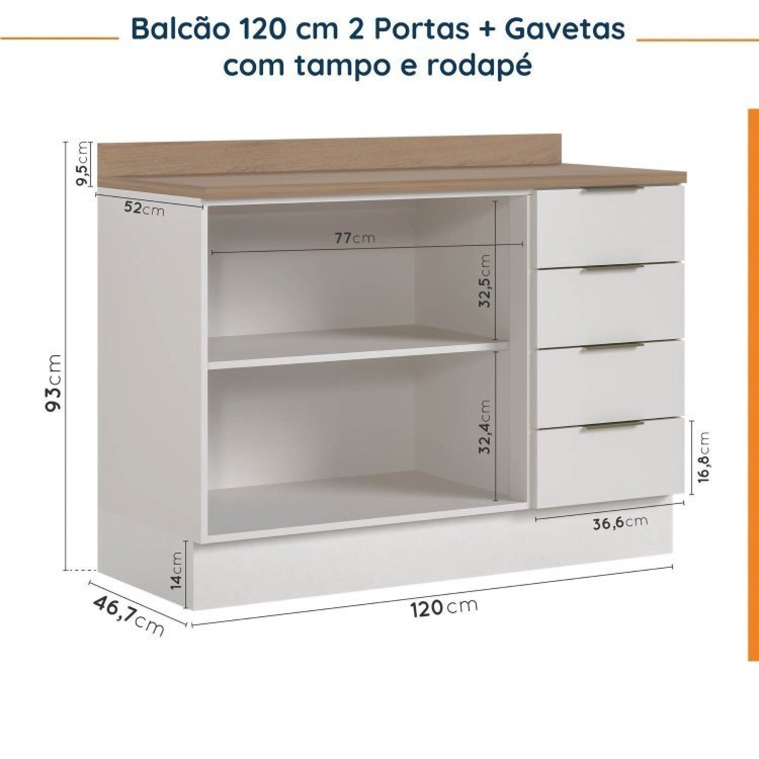 Cozinha Modulada 2 Peças com Tampo 1 Aéreo 3 Portas e 1 Balcão Pia Ipanema Cabecasa Madeiramadeira - 12