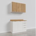 Ver imagem 6 de Cozinha Modulada 2 Peças com Tampo 1 Aéreo 3 Portas e 1 Balcão Pia Ipanema CabeCasa MadeiraOriginals