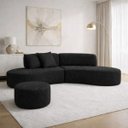 Ver imagem 1 de Sofá Virginia 250cm Luxo Sala Salão 3 Lugares Bouclé:preto/liso