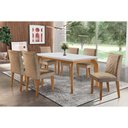 Ver imagem 1 de Conjunto: Mesa Sala Jantar Londrina C/ Tampo Madeirado Canto Reto 180x90cm e 6 Cadeiras Jade Imbuia/