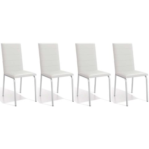Cadeiras de Cozinha Amsterdã C091 Kit 4 Un Cromada - Assento Branco 106 - Kappesberg