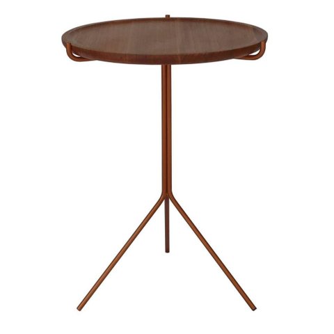 Mesa de Apoio Lopes Alta Tampo Natural Estrutura Cobre 53cm - 60139