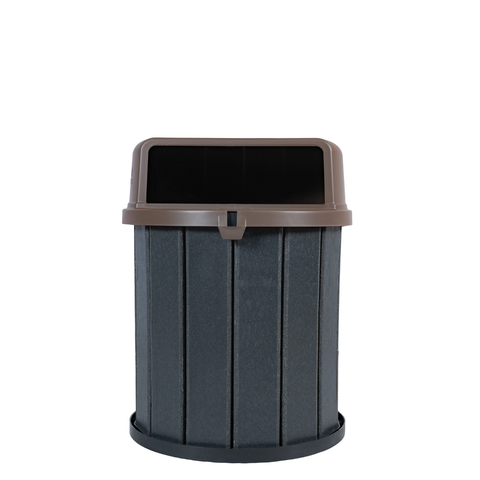 Lixeira Madeira Plástica 75 Litros - 50 Cm:cinza/marrom