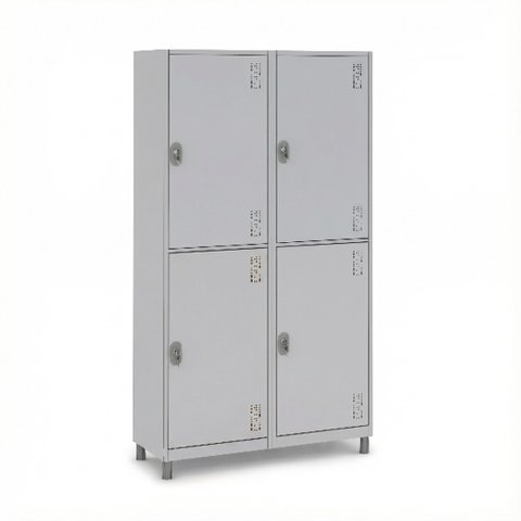 Armário Insalubre 4 Portas Ventilado Aço Cinza