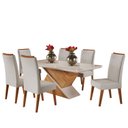 Ver imagem 2 de Mesa de Jantar Retangular Encantare com 6 Cadeiras Vegas Yescasa Bege/Mel/Marfim/Off White