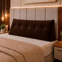 Ver imagem 2 de Almofada Decorativa Cabeceira Bella Encosto Apoio de Lombar 160cm Queen Suede Marrom - Monari Design