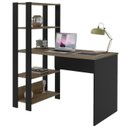 Ver imagem 1 de Mesa Escrivaninha 134x120 Cm 3 Prateleiras Pinho Preto Arly
