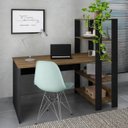 Ver imagem 7 de Mesa Escrivaninha 134x120 Cm 3 Prateleiras Pinho Preto Arly