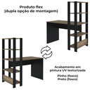 Ver imagem 5 de Mesa Escrivaninha 134x120 Cm 3 Prateleiras Pinho Preto Arly