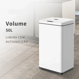 [ a - M ] Lixeira Automática Retangular 50 Litros com Sensor Branca - 4