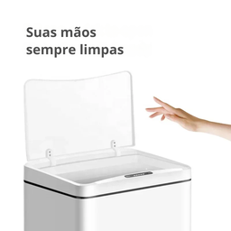 [ a - M ] Lixeira Automática Retangular 50 Litros com Sensor Branca - 3