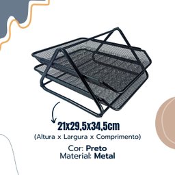 Kit Escritório Bandeja Organizadora Lixeira Preto Atacado - 8