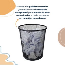Kit Escritório Bandeja Organizadora Lixeira Preto Atacado - 7