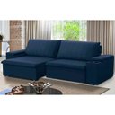 Ver imagem 2 de Sofá Retrátil Reclinável 3 Lugares 245cm Baluart F05 Veludo Azul - Mpozenato