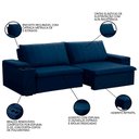 Ver imagem 3 de Sofá Retrátil Reclinável 3 Lugares 245cm Baluart F05 Veludo Azul - Mpozenato