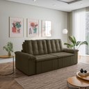 Ver imagem 3 de Sofá Cama Retrátil e Reclinável 3 Lugares 260cm Veludo com Molas Palmeira CabeCasa MadeiraOriginals