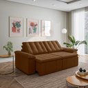 Ver imagem 1 de Sofá Cama Retrátil e Reclinável 3 Lugares 260cm Veludo com Molas Palmeira CabeCasa MadeiraOriginals
