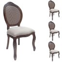 Ver imagem 1 de 4 Cadeira Medalhão Madeira Entalhada com Tela Telinha Palhinha Poltrona Natural Provençal Indiana de