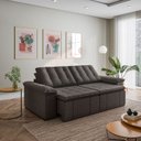 Ver imagem 1 de Sofá Cama Retrátil e Reclinável 3 Lugares 260cm Linho com Molas Palmeira CabeCasa MadeiraOriginals g