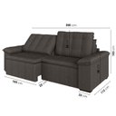 Ver imagem 5 de Sofá Cama Retrátil e Reclinável 3 Lugares 260cm Linho com Molas Palmeira CabeCasa MadeiraOriginals g