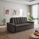 Ver imagem 3 de Sofá Cama Retrátil e Reclinável 3 Lugares 260cm Linho com Molas Palmeira CabeCasa MadeiraOriginals g