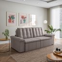 Ver imagem 3 de Sofá Cama Retrátil e Reclinável 3 Lugares 260cm Linho com Molas Palmeira CabeCasa MadeiraOriginals C