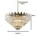 Ver imagem 3 de Lustre de Cristal Moderno Ø75x46cm Metal Dourado para 16 Lâmpadas Sindora