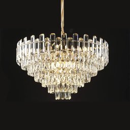 Lustre de Cristal Moderno Ø75x46cm Metal Dourado para 16 Lâmpadas Sindora - 2