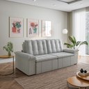 Ver imagem 3 de Sofá Cama Retrátil e Reclinável 3 Lugares 260cm Linho com Molas Palmeira CabeCasa MadeiraOriginals C