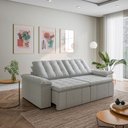 Ver imagem 1 de Sofá Cama Retrátil e Reclinável 3 Lugares 260cm Linho com Molas Palmeira CabeCasa MadeiraOriginals C