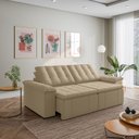 Ver imagem 1 de Sofá Cama Retrátil e Reclinável 3 Lugares 260cm Veludo com Molas Palmeira CabeCasa MadeiraOriginals