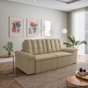 Ver imagem 3 de Sofá Cama Retrátil e Reclinável 3 Lugares 260cm Veludo com Molas Palmeira CabeCasa MadeiraOriginals