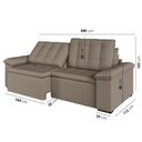 Ver imagem 5 de Sofá Cama Casal Retrátil e Reclinável 3 Lugares Veludo Castor Palmeira 260cm CabeCasa MadeiraOriginals Madeiraorigina