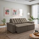 Ver imagem 3 de Sofá Cama Casal Retrátil e Reclinável 3 Lugares Veludo Castor Palmeira 260cm CabeCasa MadeiraOriginals Madeiraorigina