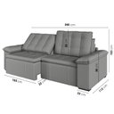 Ver imagem 4 de Sofá Cama Retrátil e Reclinável 3 Lugares 260cm Veludo com Molas Palmeira CabeCasa MadeiraOriginals