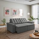 Ver imagem 2 de Sofá Cama Retrátil e Reclinável 3 Lugares 260cm Veludo com Molas Palmeira CabeCasa MadeiraOriginals